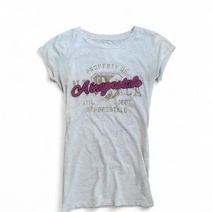 Aeropostale Light Gray Tee with Purple Script